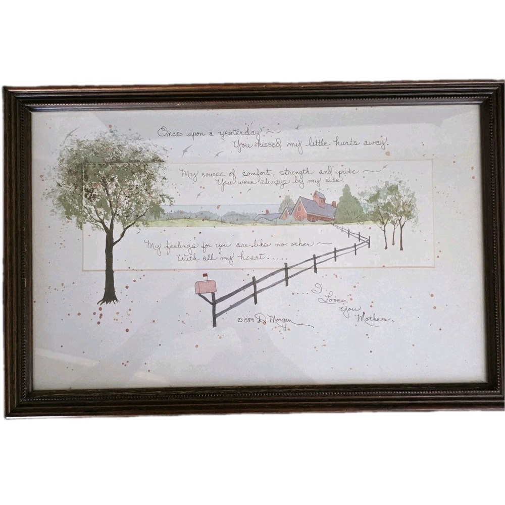 D. Morgan Vintage Framed Print Mother I Love You Mother 1989 "Mother's Day Gift"